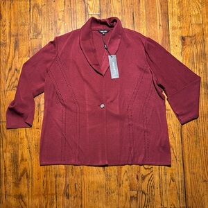 MISOOK NWT Women's‎ Heritage Fit Burgundy Blazer Single Button Closure Size XL